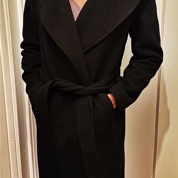 Lauren Ralph Lauren Black Cashmere Maxi Trench Coat With Belt. - Picture 2 of 6